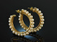 Around 1995! Chic Large Creoles Cultured Pearls Gold 750