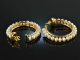 Around 1995! Chic Large Creoles Cultured Pearls Gold 750
