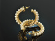 Around 1995! Chic Large Creoles Cultured Pearls Gold 750