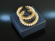 Around 1995! Chic Large Creoles Cultured Pearls Gold 750