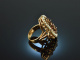 Um 1910! Au&szlig;ergew&ouml;hnlicher Granat Saatperlen Ring Gold 585