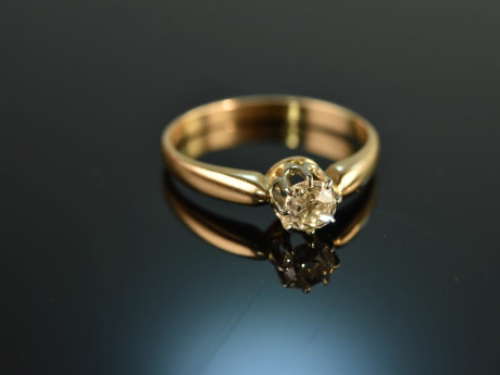 Um 1900! Sch&ouml;ner 0,5 ct Altschliff Diamant Solit&auml;r Verlobungs Ring Gold 585