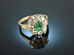 Wien um 1950! Feinster Smaragd Brillant Ring ca. 0,8 ct Wei&szlig; Gold 585