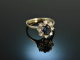 Around 1970! Classic Sapphire Brilliant Ring 0.32 ct White Gold 585