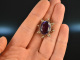 Um 1890! Amethyst Brosche Anh&auml;nger mit Saatperlen Rot Gold 333