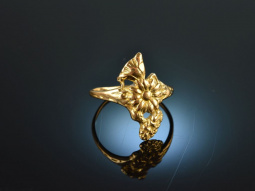Frankreich um 1900! Historischer Bl&uuml;ten Ring Gold 750
