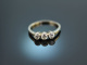 Um 1950! Wundervoller Trilogie Diamant Ring ca. 0,6 ct Wei&szlig; Gold 585