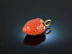 Big Strawberry! Beautiful Sardegna Coral Strawberry Pendant Gold 585