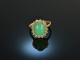 Um 1980! Mond&auml;ner Chrysopras Diamant Ring 0,95 ct Gold 585