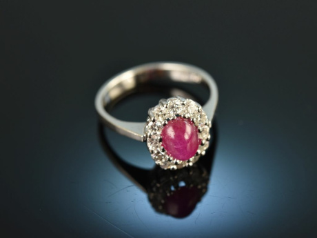 Around 1980! Fine Ruby Brilliant Ring 0.5 ct White Gold 585
