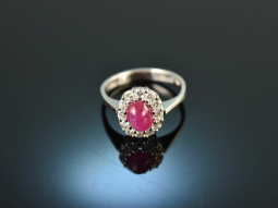 Around 1980! Fine Ruby Brilliant Ring 0.5 ct White Gold 585