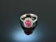 Around 1980! Fine Ruby Brilliant Ring 0.5 ct White Gold 585