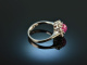 Around 1980! Fine Ruby Brilliant Ring 0.5 ct White Gold 585