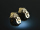 Around 1980! Pretty traditional ear clips garnet silver 835 gold plated