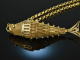 Around 1960! Filigree link fish pendant with chain silver 925 gold plated