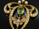 London um 1905! Jugendstil Anh&auml;nger Peridot Saatperlen Gold 375