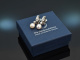 Around 1985! Elegant Cultured Pearl Brilliant Ear Clips 0.9 ct White Gold 585