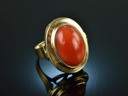 Around 1965! High quality coral ring gold 585