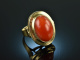 Around 1965! High quality coral ring gold 585