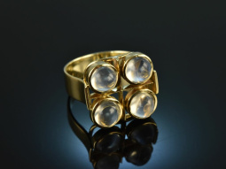 Um 1975! Hochwertiger Goldschmiede Design Ring Mondsteine...