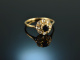 Um 1900! H&uuml;bscher Ring Saphir Diamant Rosen Gold 750