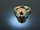 Um 1900! H&uuml;bscher Ring Saphir Diamant Rosen Gold 750