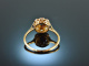 Um 1900! H&uuml;bscher Ring Saphir Diamant Rosen Gold 750