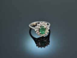 Circa 1985! Classic Emerald Diamond Ring 0.45 ct White...