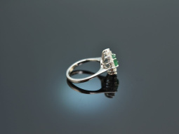 Circa 1985! Classic Emerald Diamond Ring 0.45 ct White...