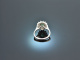 Um 1985! Klassischer Smaragd Diamant Ring 0,45 ct Wei&szlig; Gold 750