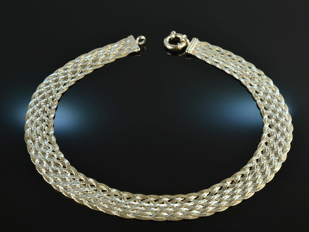 Italien um 1970 Schicke geflochtene Vintage Milor Kette Silber 925