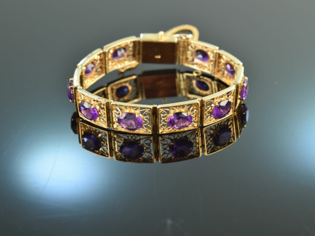 Um 1950! H&uuml;bsches Armband mit Amethysten Silber 925 vergoldet