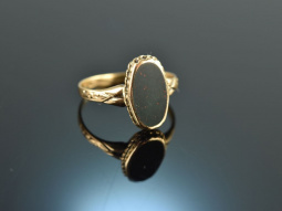 Um 1900! H&uuml;bscher Damen Wappen Siegel Ring Blutjaspis Gold 333