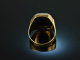 Around 1960! Classic coat of arms signet ring with layer agate gold 333