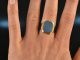 Around 1960! Classic coat of arms signet ring with layer agate gold 333
