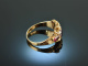 Um 1820! Charmanter historischer Ring Granate Saatperlen Gold 333