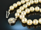 Around 1980! Classic Akoya Cultured Pearl Necklace Diamonds White Gold 750