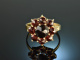 Around 1950! Flower shaped vintage garnet ring gold 333