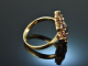 Um 1950! Bl&uuml;tenf&ouml;rmiger Vintage Granat Ring Gold 333