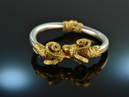 Around 1970! Exceptional ram bangle silver gold plated