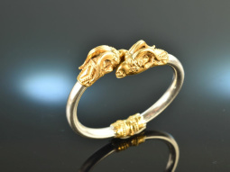 Around 1970! Beautiful ram bangle silver gold plated