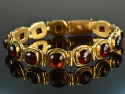 Around 1980! Heavy garnet bracelet silver 925 gold plated