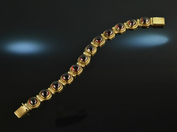 Around 1980! Heavy garnet bracelet silver 925 gold plated