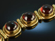 Around 1980! Heavy garnet bracelet silver 925 gold plated