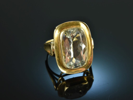 Around 1950! Especially beautiful vintage aquamarine ring gold 585