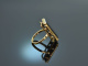 Around 1950! Chic straight ring onyx gold 585