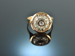 Um 1910! Sch&ouml;ner Ring mit Diamant Rosen Gold 750