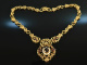 Around 1960! Especially beautiful traditional dirndl necklace garnet pearls silver gold plated