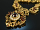 Around 1960! Especially beautiful traditional dirndl necklace garnet pearls silver gold plated