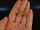 Handarbeit! Schöne Vintage Ohrringe Creolen Saphire Granate Gold 750